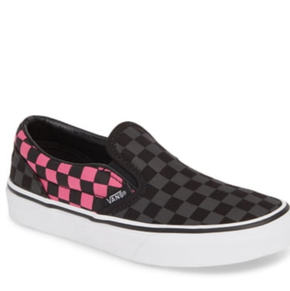 pink black checkered vans